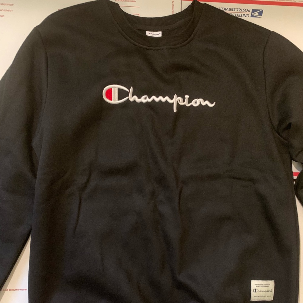 New Champion Script Black Sweatshirt